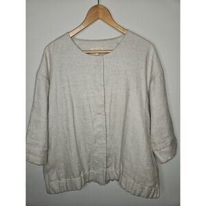 Eileen Fisher Women S Jacket Beige Metallic Twinkle Linen Neutral Lagenlook Chic